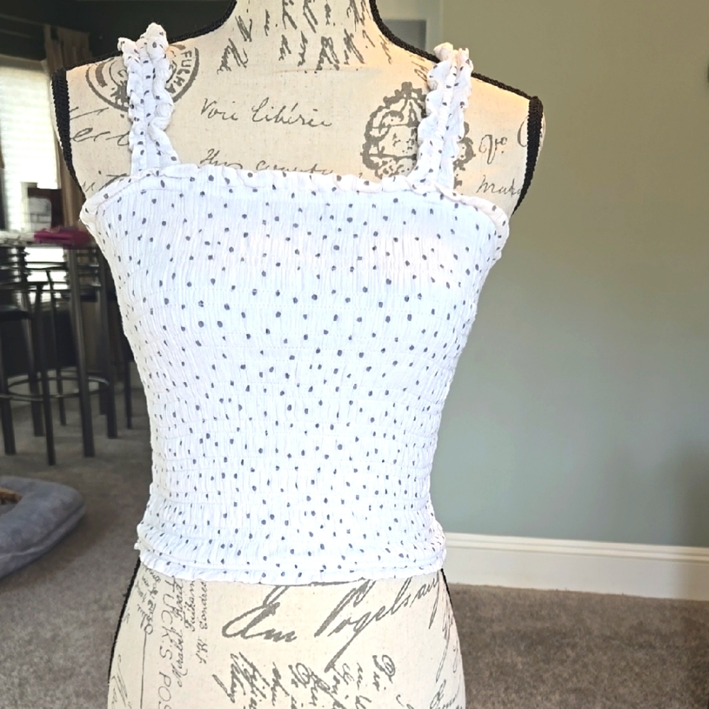 A&F White Polka Dot Women's Tank